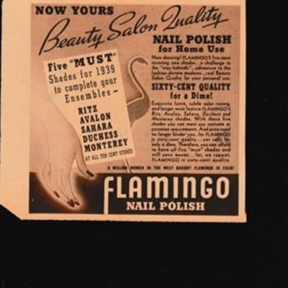 Vintage‎ 1939 Flamingo Nail Polish Advertisement San Francisco Chronicle